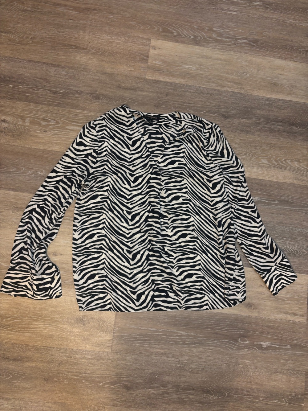 Banana Republic Black & White Zebra Print Button-Front Blouse
